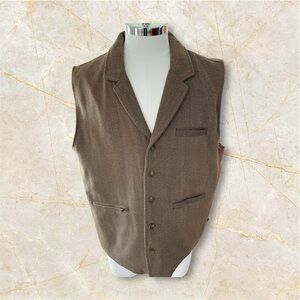 Vintage Orvis Men’s XL Twill 100% Wool Notched Lapels Three Pocket Button Vest